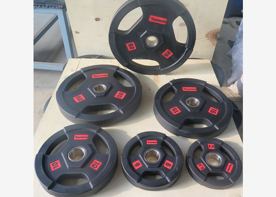 Το μαύρο PU λαστιχένιο Barbell βάρος καλύπτει/βάρος ανυψωτικών πιάτων 2,5 - 25kgs